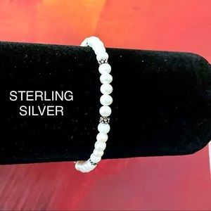 STERLING SILVER PEARL CHARM BEADS BRACELET 925